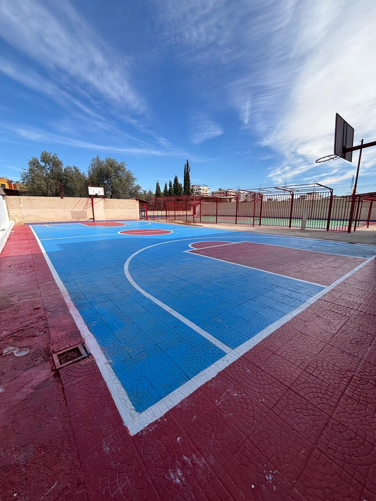 A sports court in the schoolyard