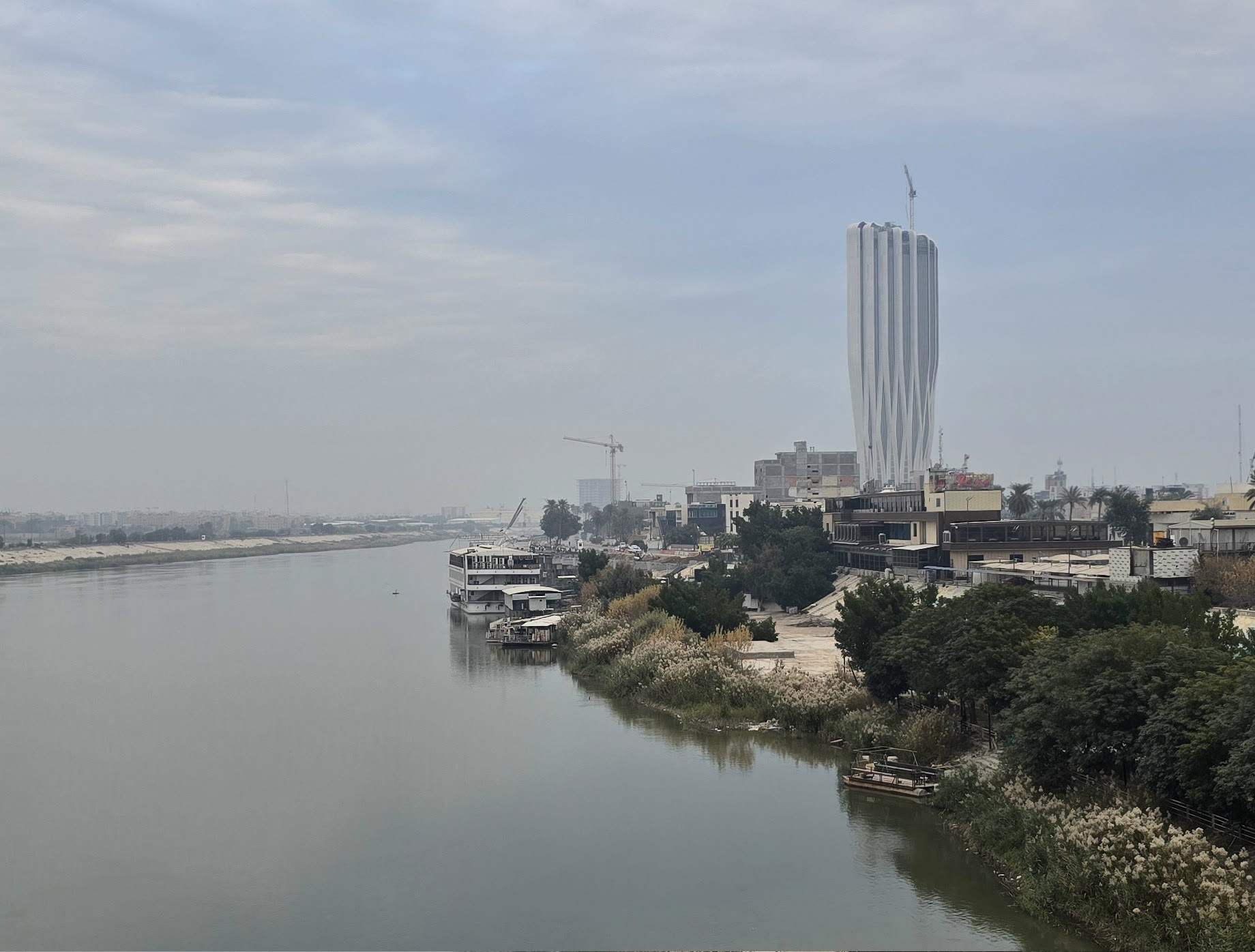 The Tigris River and its bank in the Iraqi capital Baghdad