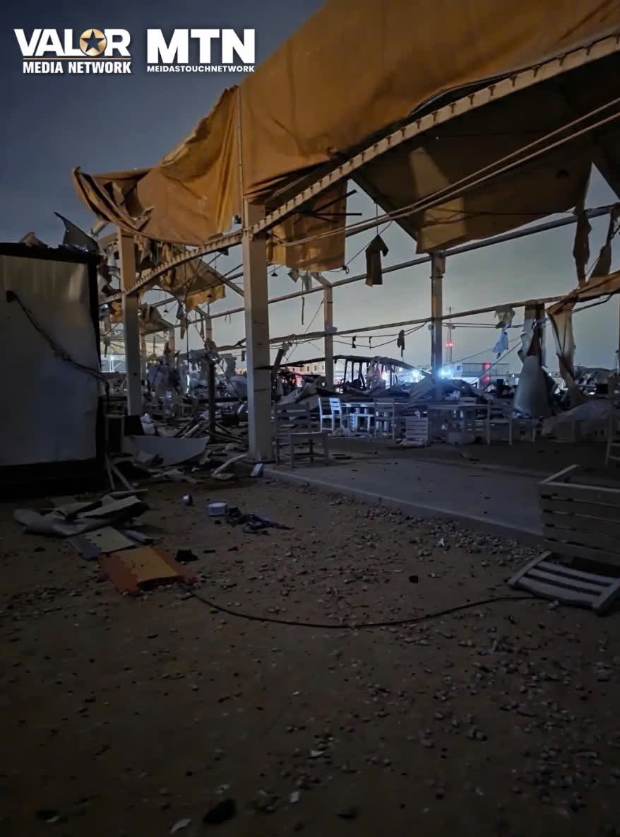 Damaged dining facility at a US base