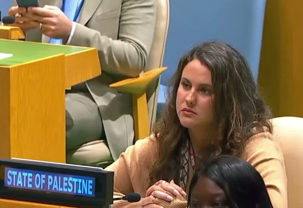The Palestinian delegation during the speech