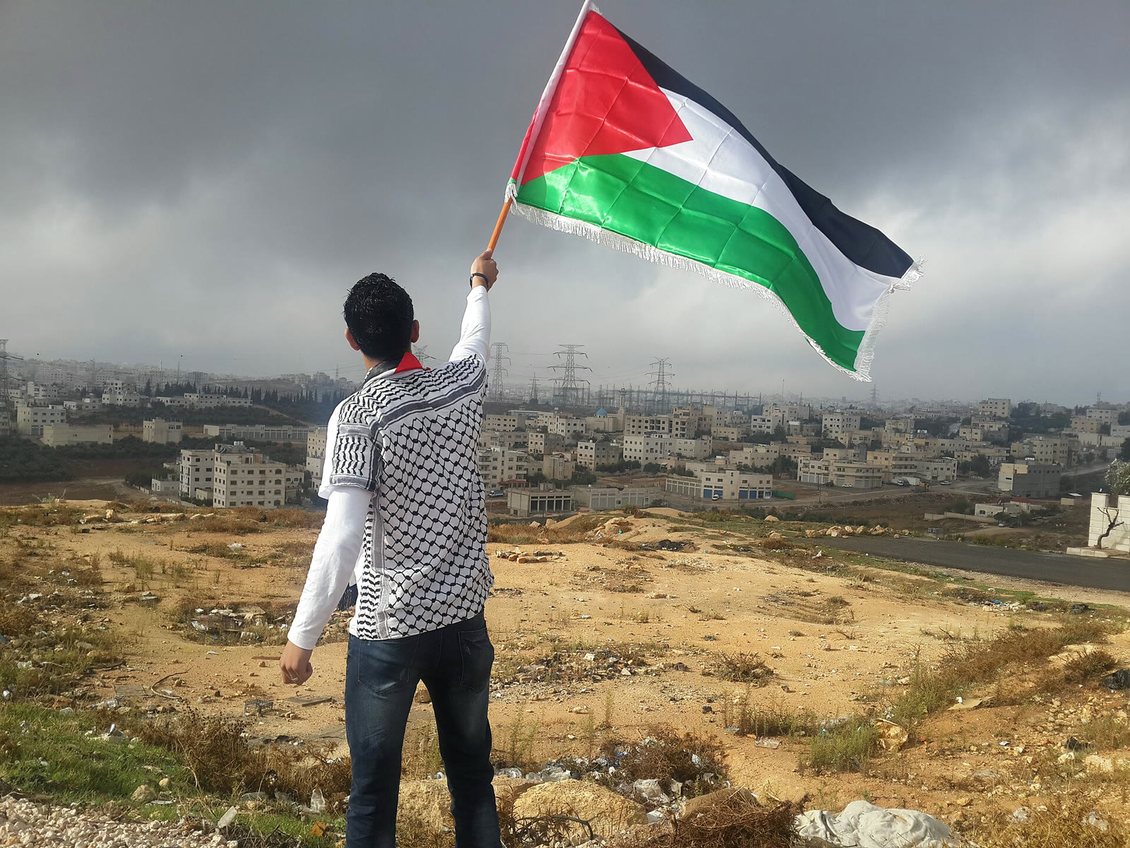 شاب يحمل علم فلسطين (أرشيفية)