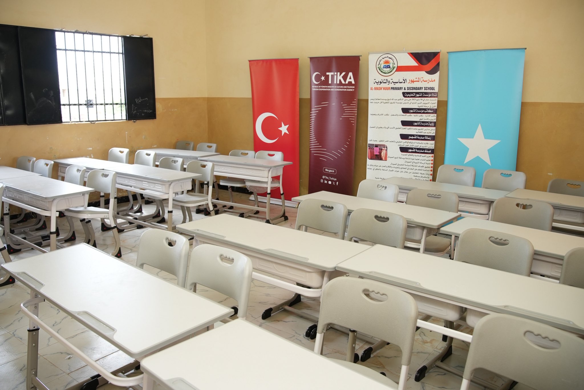 New desks and chairs at the school