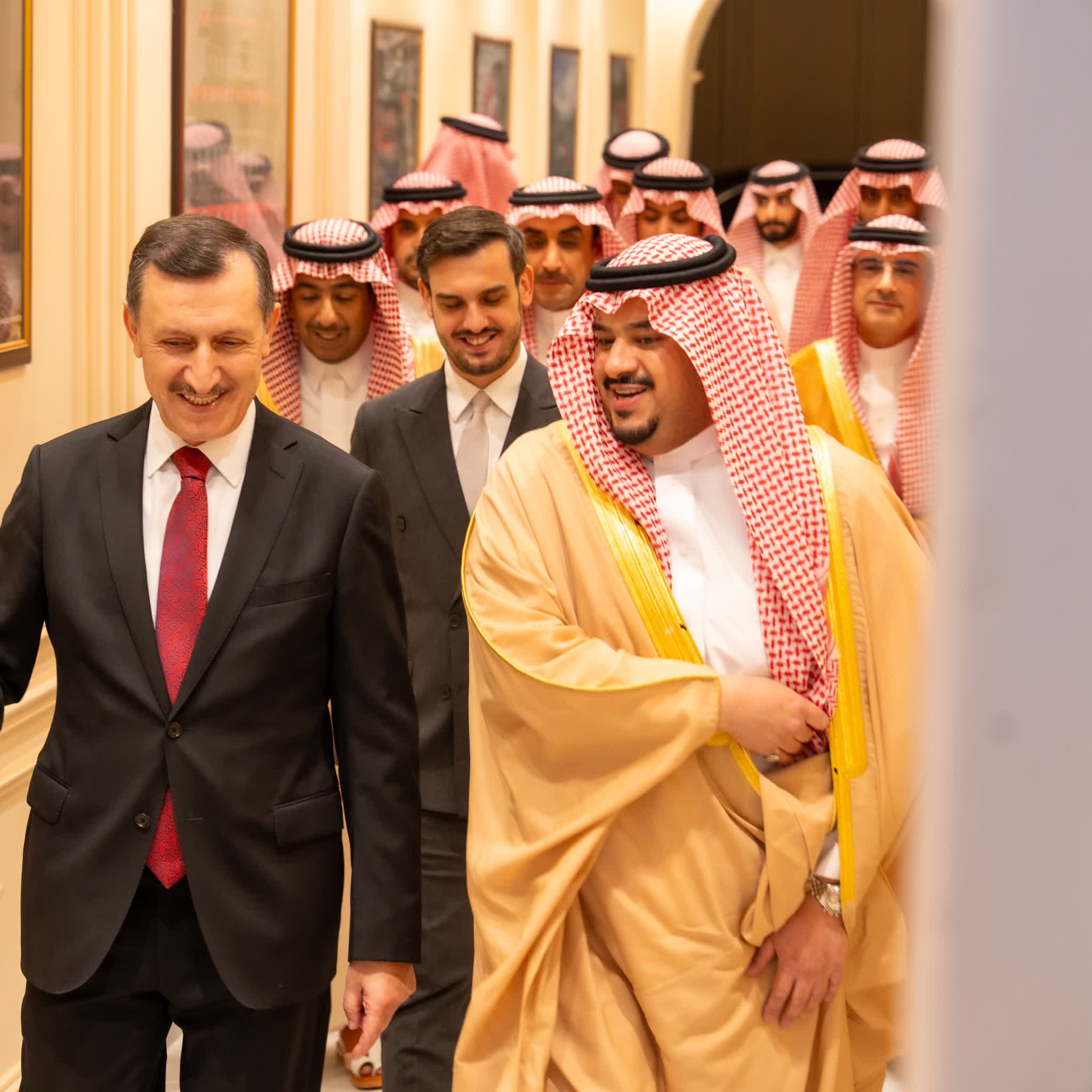 The Turkish ambassador receives guests at the Republic Day reception in Riyadh
